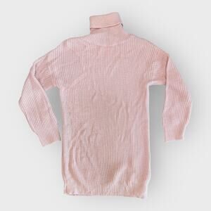 Boohoo Soft XS Pink Ribbed Knit Turtleneck Tunic Sweater Long Sleeve Cozycore